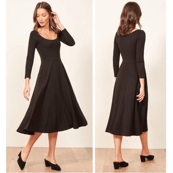 NWT✨Reformation Lou Black Midi Dress Size Size XS - Picture 2 of 7